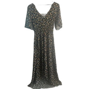 Lola & Grace Vneck Short Sleeve Maxi Cottage Core Dress Women's Size LG
